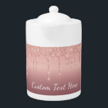 Roos Gold Glitter Sparkly Theepot met aangepaste t<br><div class="desc">Theepotten met Custom Text Roos Gold Blush Glitter Sparkle Drips Pink Wedding of Party Supplies / Gift - Voeg uw unieke tekst / naam toe of verwijder tekst - Maak uw speciale theepot cadeau - Formaat wijzigen en verplaatsen of verwijder en voeg tekst / elementen toe met het gereedschap Aanpassen....</div>