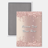 Roos Gold Glitter Sparky Magnet met aangepaste tek (Voorkant / Achterkant)