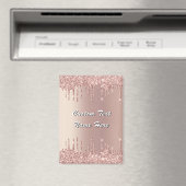 Roos Gold Glitter Sparky Magnet met aangepaste tek (Insitu (Vaatwasser))