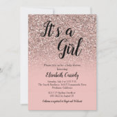 Roos Gold Glitter Sprinkle Baby shower Uitnodigen Kaart (Voorkant)