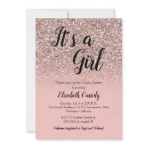 Roos Gold Glitter Sprinkle Baby shower Uitnodigen