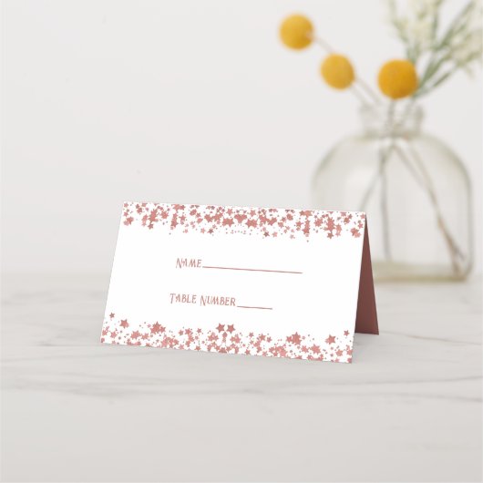 Roos Gold Glitter Stars Place Card Plaatskaartje (Voorkant)