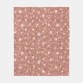 Roos Gold Glitter Stars Snowflakes Fleece Deken (Voorkant)
