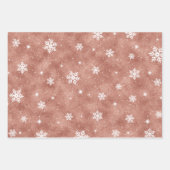 Roos Gold Glitter Stars Snowflakes Patroon Inpakpapier Vel (Voorkant 2)
