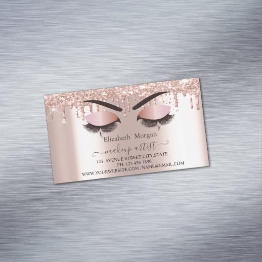 Roos Gold Glitter steekt faux Lashes af, Makeup Ar Magnetisch Visitekaartje (Voorbeeld)