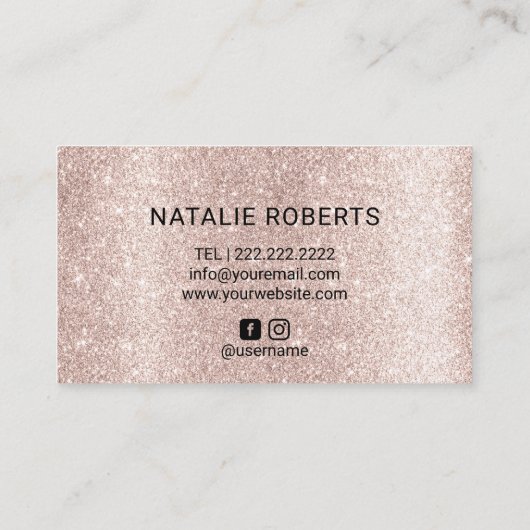 Roos Gold Glitter STenzij het looien van mobiele s Visitekaartje (Achterkant)