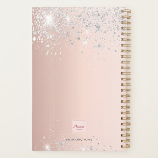 Roos Gold glitter stofmonogram Planner (Achterkant)