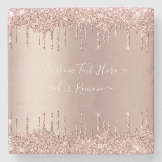 Roos Gold Glitter Stone Onderzetter met aangepaste (Voorkant)