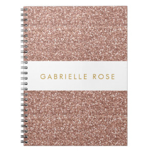 Roos Gold Glitter Stripe, persoonlijke laptop Notitieboek