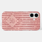 Roos Gold Glitter Stripes Glam Monogram Afbeelding Case-Mate iPhone Case (Achterkant (horizontaal))