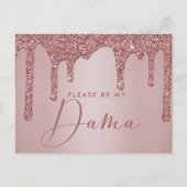 Roos Gold Glitter stuurt Quinceanera Dama-voorstel Uitnodiging Briefkaart (Voorkant)