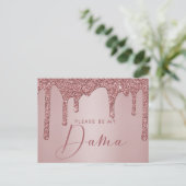 Roos Gold Glitter stuurt Quinceanera Dama-voorstel Uitnodiging Briefkaart (Staand voorkant)