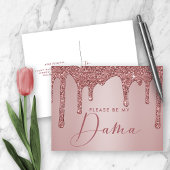 Roos Gold Glitter stuurt Quinceanera Dama-voorstel Uitnodiging Briefkaart