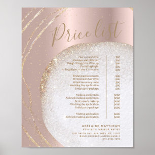 Roos Gold Glitter Stylist Salon Price List Menu Poster