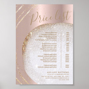 Roos Gold Glitter Stylist Salon Price List Service Poster
