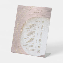 Roos Gold Glitter Stylist Spa Salon Price List Reclamebord Met Voetstuk