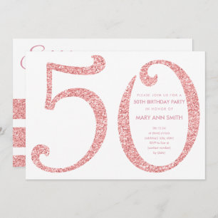 Roos Gold Glitter Surprise 50th Birthday Kaart