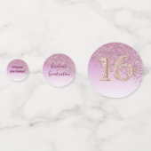 Roos Gold Glitter Sweet 16 Birthday Foto Confetti (Achterkanten)