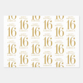 Roos Gold Glitter Sweet 16 Personalized Pink Inpakpapier Vel (Voorkant)