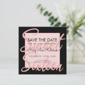 Roos Gold Glitter Sweet 16 Save the Date Black Kaart (Staand voorkant)