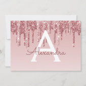 Roos Gold Glitter Sweet 16 Save the Date Kaart (Voorkant)