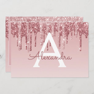 Roos Gold Glitter Sweet 16 Save the Date Kaart