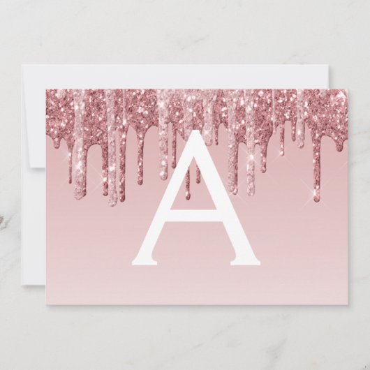 Roos Gold Glitter Sweet 16 Save the Date Kaart (Voorkant)