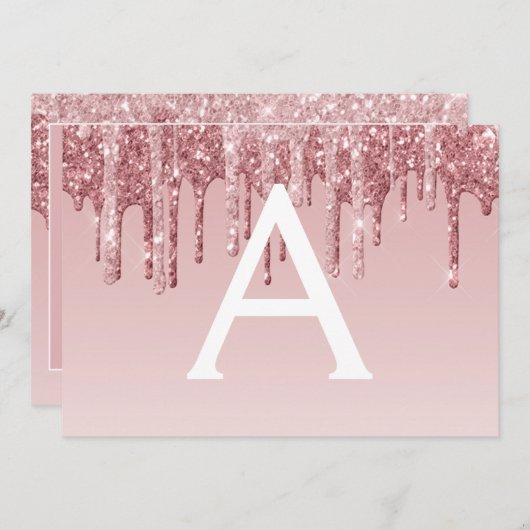 Roos Gold Glitter Sweet 16 Save the Date Kaart (Voorkant / Achterkant)