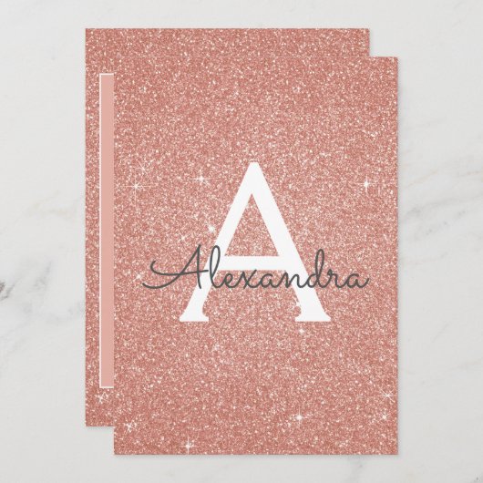 Roos Gold Glitter Sweet 16 Save the Date Kaart (Voorkant / Achterkant)