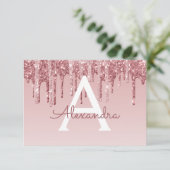 Roos Gold Glitter Sweet 16 Save the Date Kaart (Staand voorkant)