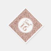 Roos Gold Glitter Sweet 16 Verjaardag Servet (Hoek)