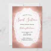 Roos Gold Glitter Sweet Sixteen 16 Verjaardag Kaart (Voorkant)