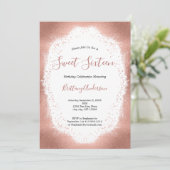 Roos Gold Glitter Sweet Sixteen 16 Verjaardag Kaart (Staand voorkant)