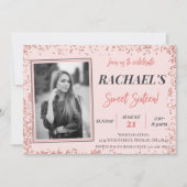 Roos Gold Glitter Sweet Sixteen Birthday Foto Kaart (Voorkant)