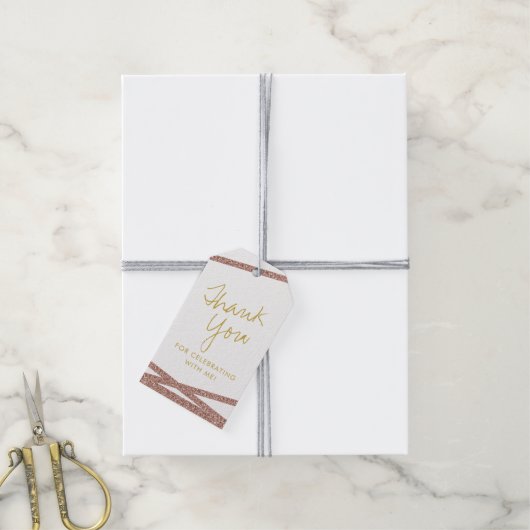 Roos Gold Glitter tapestandaard - Hartelijk dank Cadeaulabel (Met Touw)