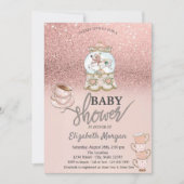 Roos Gold Glitter Tea Party Baby shower Kaart (Voorkant)