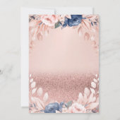 Roos Gold Glitter Tiara Blue Flowers Retirement Kaart (Achterkant)