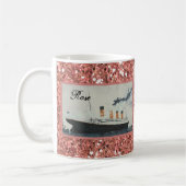 Roos Gold Glitter Titanic Personalized Girly Koffiemok (Links)