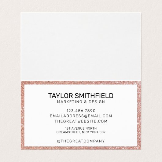 Roos Gold Glitter Trendy Elegant Lashes Hair Nails Visitekaartje (Binnenkant ongevouwen)