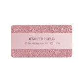 Roos Gold Glitter Trendy Elegant Sjabloon Adres Etiket (Voorkant)