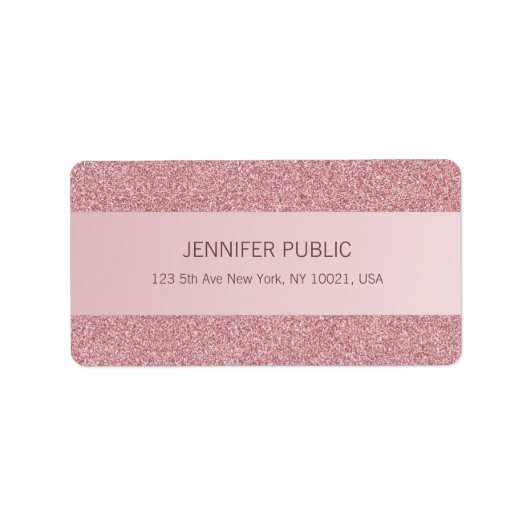 Roos Gold Glitter Trendy Elegant Sjabloon Adres Etiket (Voorkant)