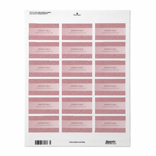 Roos Gold Glitter Trendy Elegant Sjabloon Adres Etiket (Full Sheet)