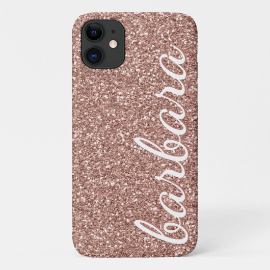 Roos Gold Glitter Trendy Script Persoonlijk Case-Mate iPhone Case (Achterkant)