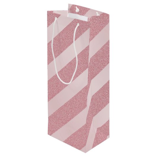 Roos Gold Glitter Trendy Sjabloon Elegant Moderne Wijn Cadeautas (Achterkant Gekanteld)