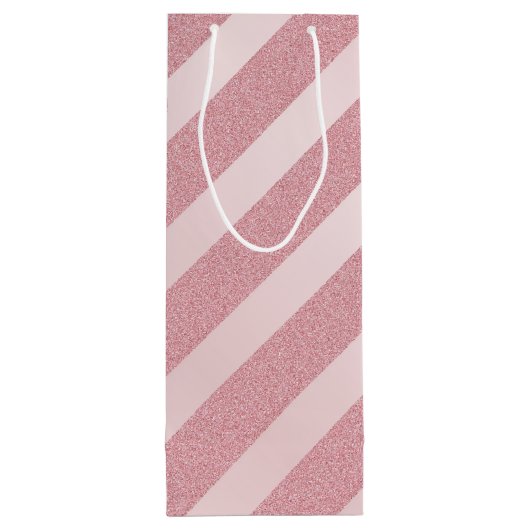 Roos Gold Glitter Trendy Sjabloon Elegant Moderne Wijn Cadeautas (Achterkant)