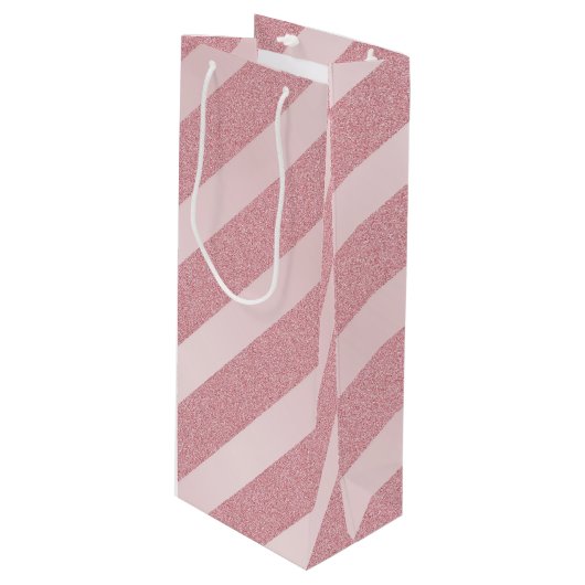 Roos Gold Glitter Trendy Sjabloon Elegant Moderne Wijn Cadeautas (Voorkant Gekanteld)