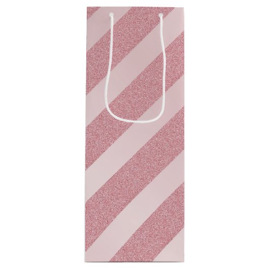 Roos Gold Glitter Trendy Sjabloon Elegant Moderne Wijn Cadeautas (Voorkant)