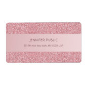 Roos Gold Glitter Trendy Sjabloon Elegant Verzendi Etiket (Voorkant)