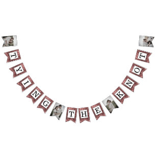 Roos Gold Glitter tying the Knot Photo Bunting Fla Vlaggetjes