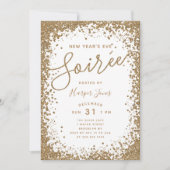 Roos Gold Glitter - Uitnodiging Eve-partij nieuwja (Voorkant)